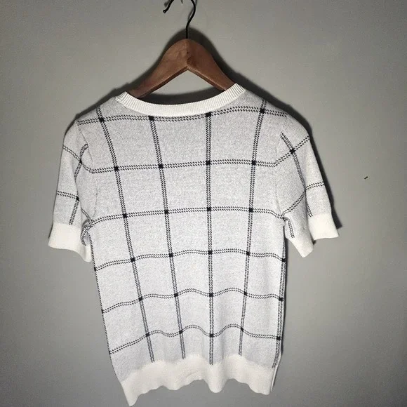 Ann Taylor Outlet Short Sleeve Sweater XS White With Detailing Classic‎ Polished - Picture 10 of 14